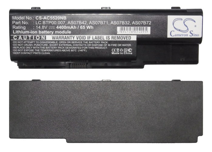 Replacement Battery for Acer Aspire 5220G – Notebook, Laptop – 4400mAh / 65.12Wh / 14.8V