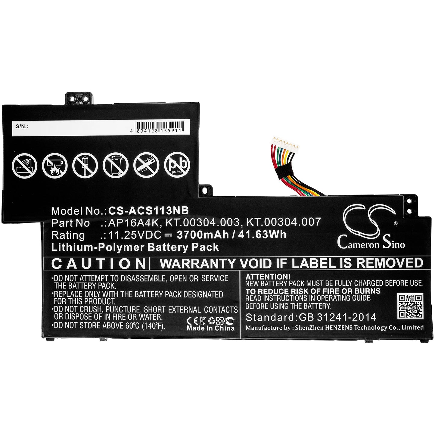 Replacement Battery for Acer Aspire One Cloudbook 11 AO1-13 – Notebook, Laptop – 3700mAh / 41.63Wh / 11.25V