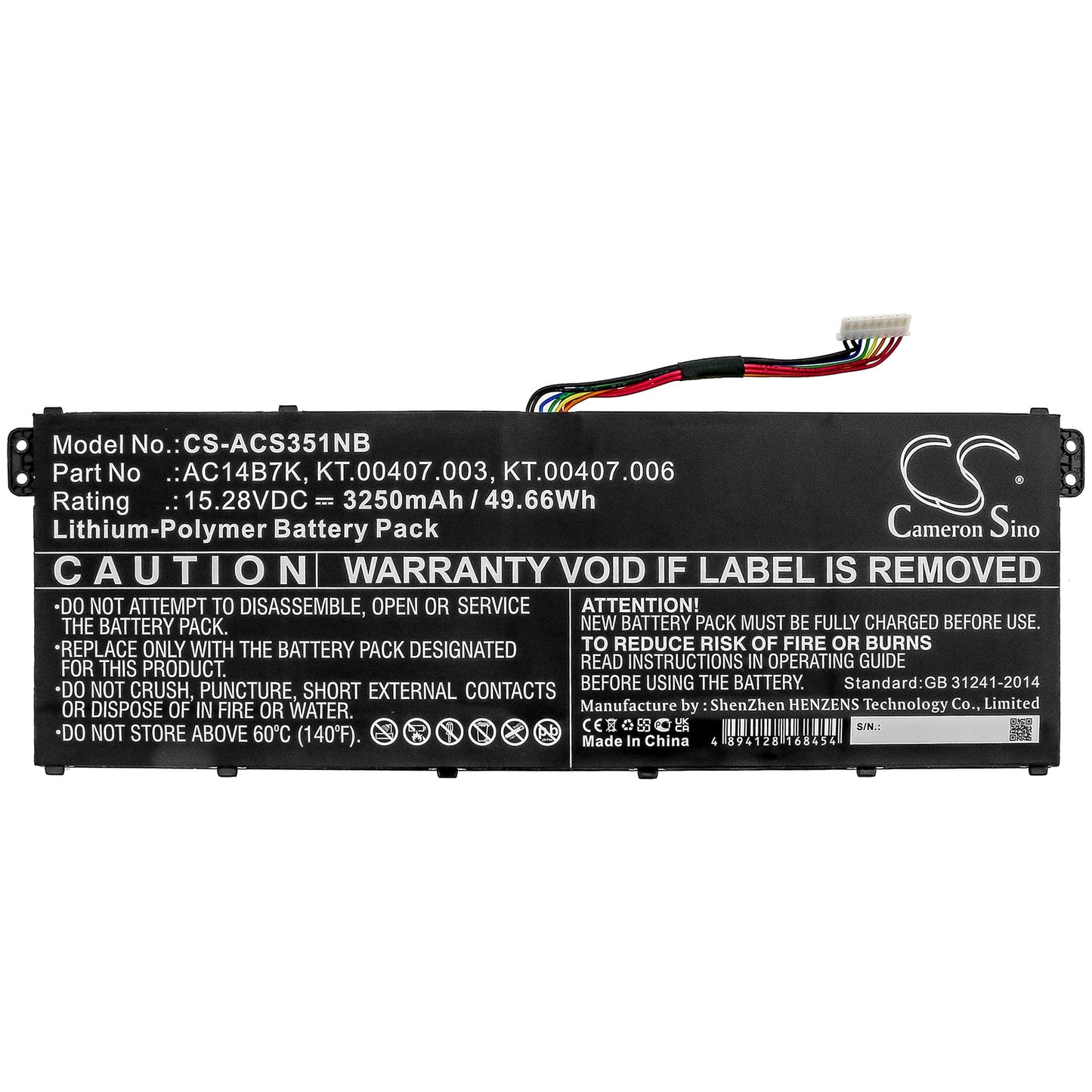 Replacement Battery for Acer Aspire 5 A515-41G-18Z3 – Notebook, Laptop – 3250mAh / 49.66Wh / 15.28V