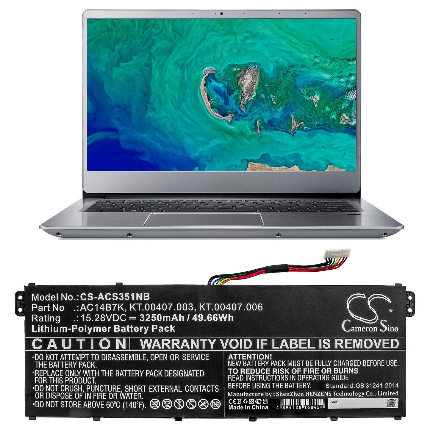 Replacement Battery for Acer Aspire 5 A515-41G-18Z3 – Notebook, Laptop – 3250mAh / 49.66Wh / 15.28V