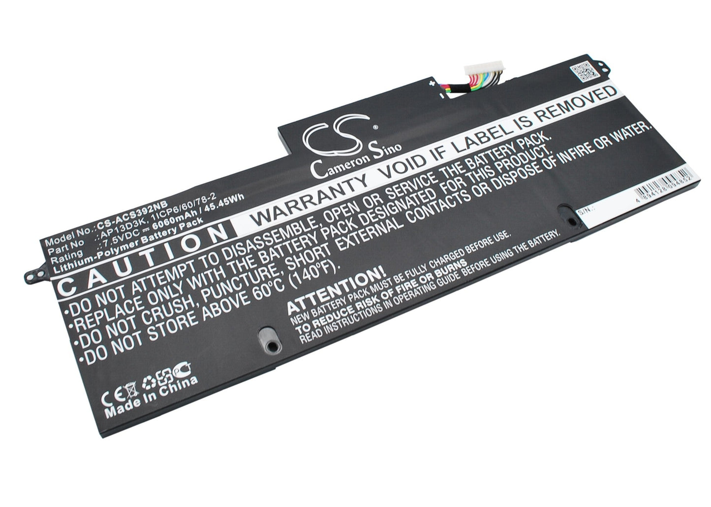 Replacement Battery for Acer Aspire S3 – Notebook, Laptop – 6060mAh / 45.45Wh / 7.5V
