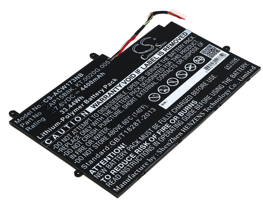 Replacement Battery for Acer Aspire Switch 11 SW5-173 – Notebook, Laptop – 4400mAh / 33.44Wh / 7.6V