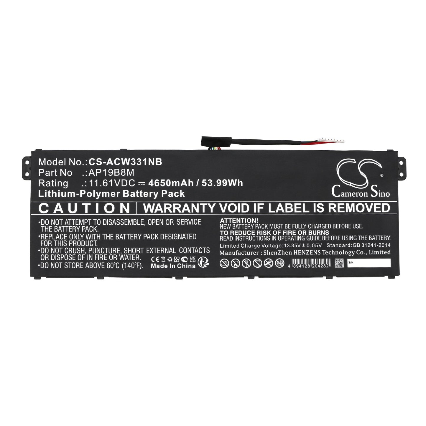 Replacement Battery for Acer Aspire Vero AV15-52 – Notebook, Laptop – 4650mAh / 53.99Wh / 11.61V