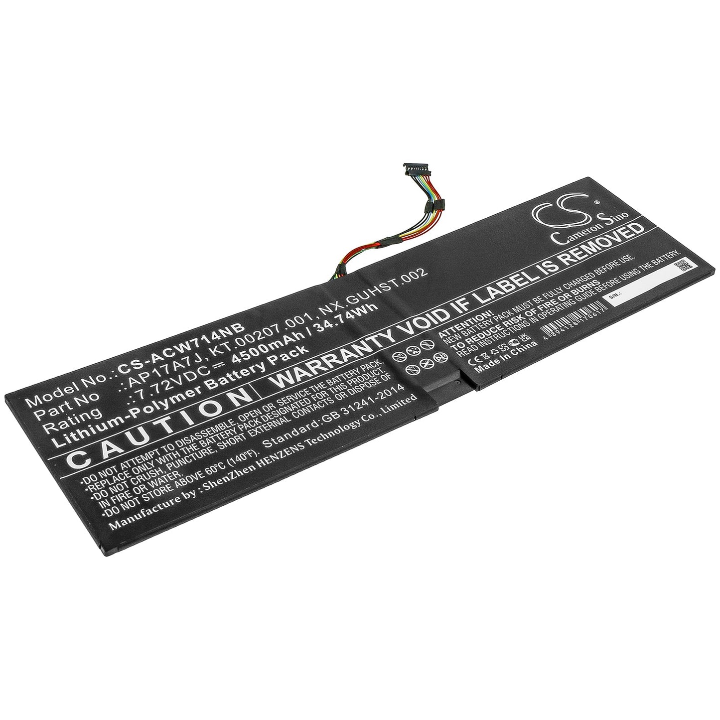 Replacement Battery for Acer Swift 7 SF714-51T – Notebook, Laptop – 4500mAh / 34.74Wh / 7.72V