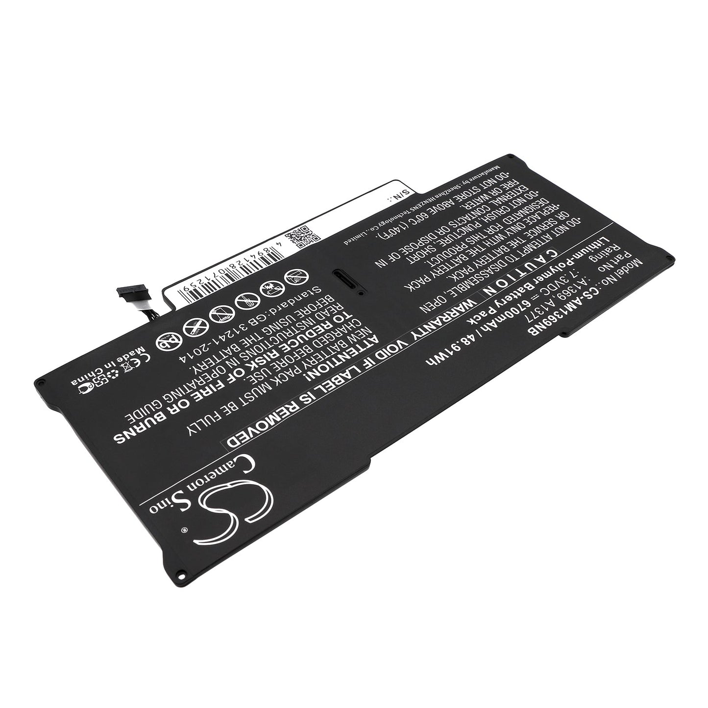 Replacement Battery for Apple Macbook Air 13.3 MC503B/A – Notebook, Laptop – 6700mAh / 48.91Wh / 7.3V