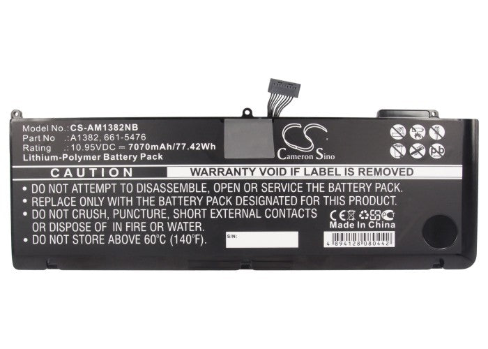 Replacement Battery for Apple Macbook Pro 15" inch i7 – Notebook, Laptop – 7070mAh / 77.42Wh / 10.95V