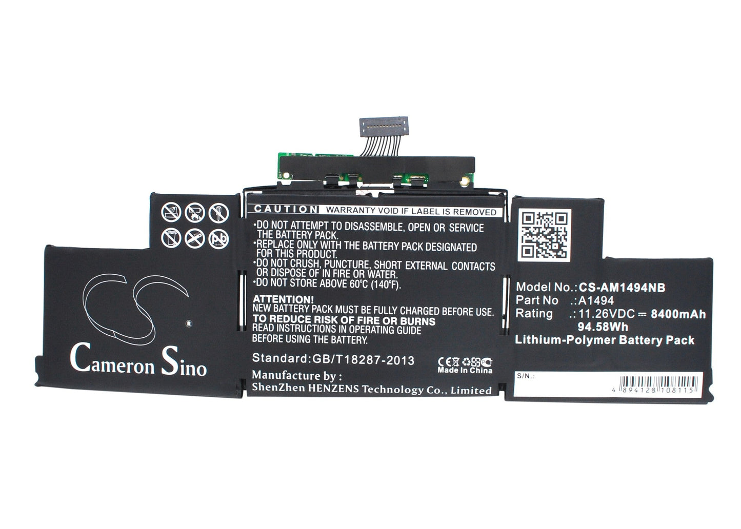 Replacement Battery for Apple MacBook Pro Retina Display 15" – Notebook, Laptop – 8400mAh / 94.58Wh / 11.26V