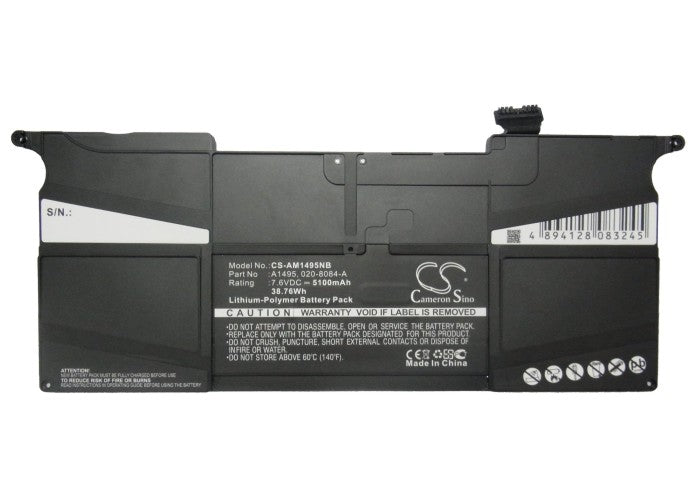 Replacement Battery for Apple MacBook Air "Core i5" 1.3 11" – Notebook, Laptop – 5100mAh / 38.76Wh / 7.6V