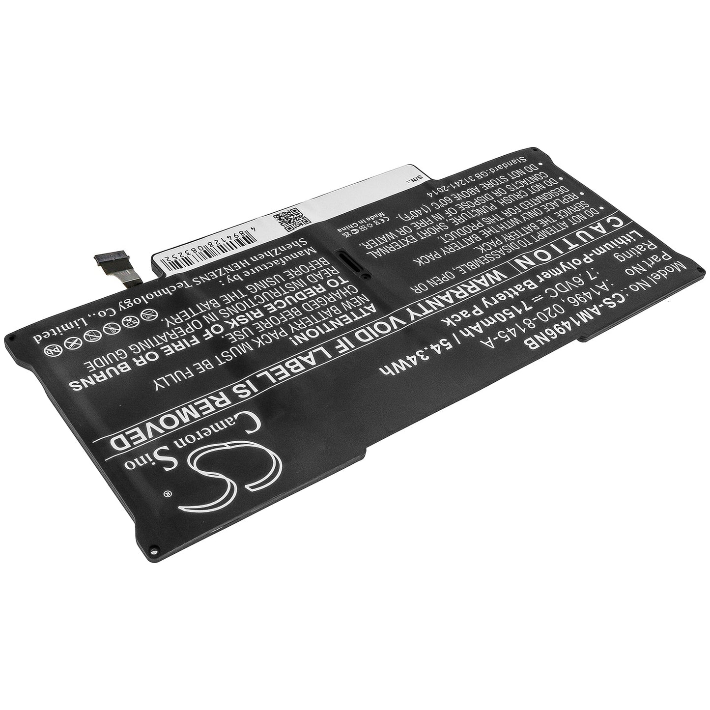 Replacement Battery for Apple Macbook Air 13" A1466 – Notebook, Laptop – 7150mAh / 54.34Wh / 7.6V