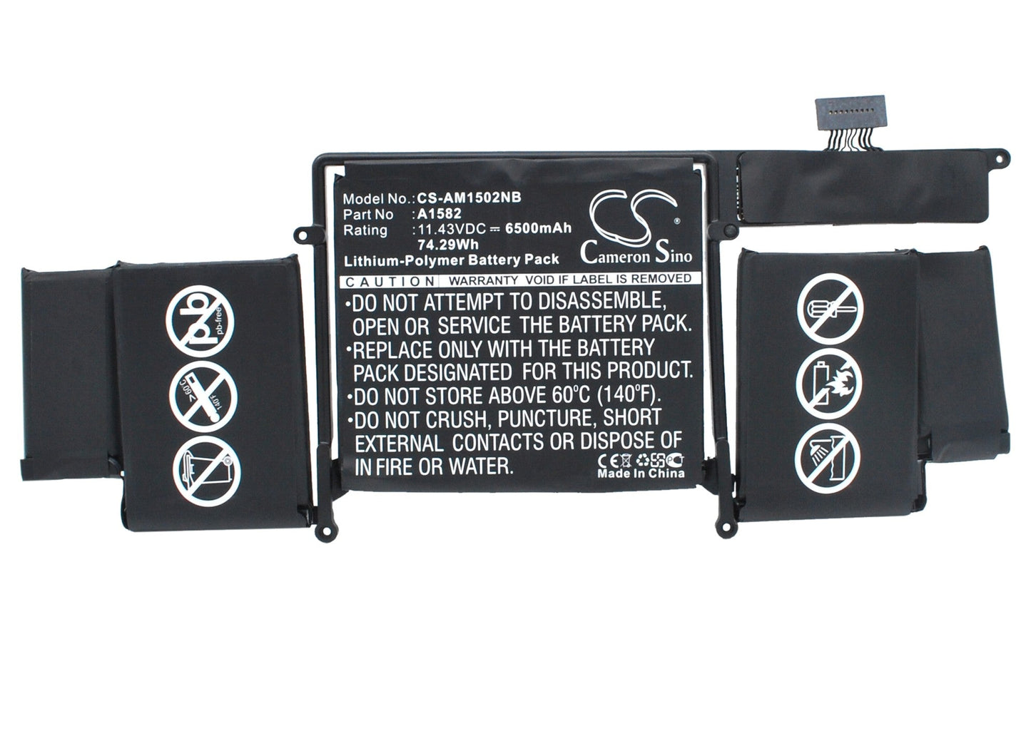 Replacement Battery for Apple A1502 – Notebook, Laptop – 6500mAh / 74.3Wh / 11.43V