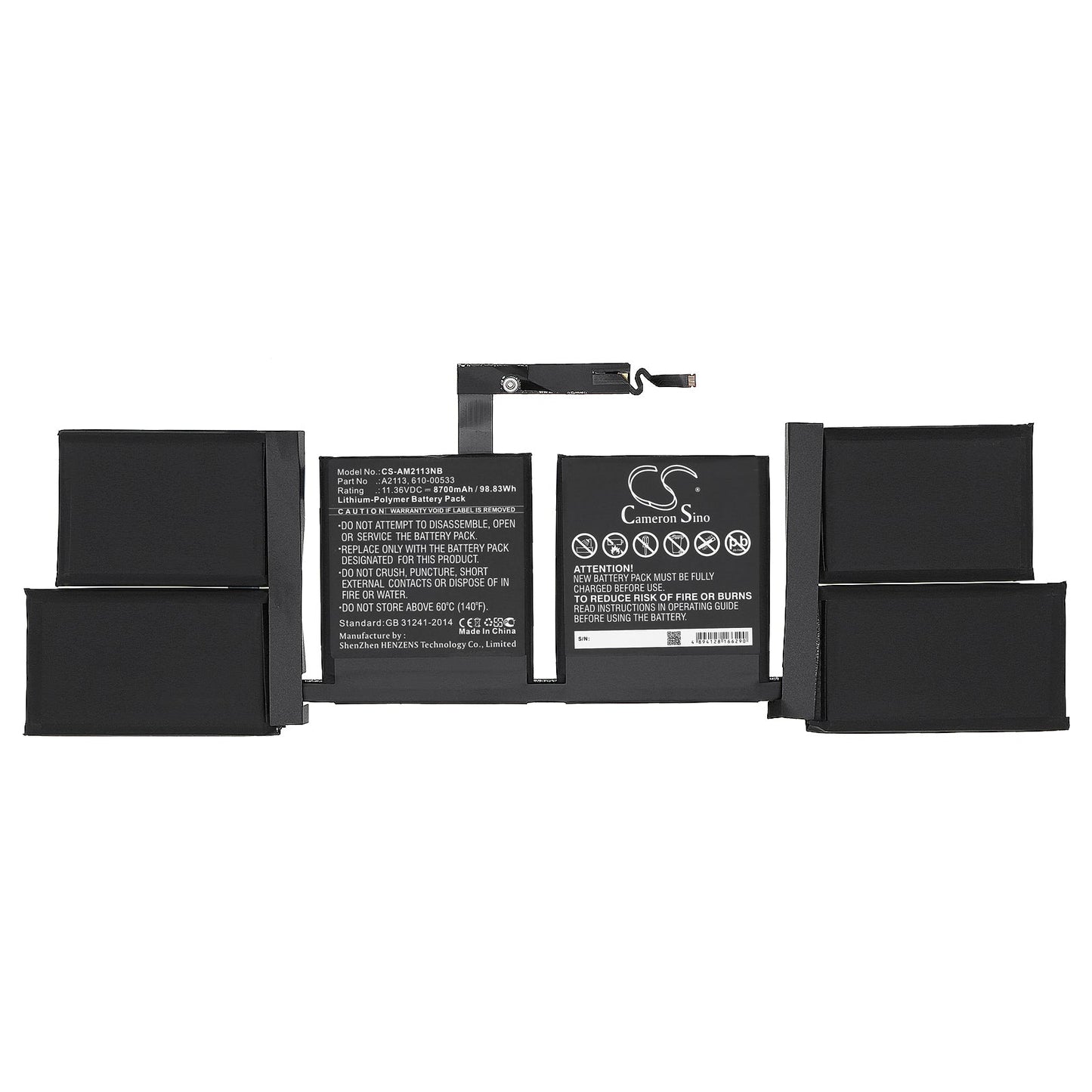 Replacement Battery for Apple A1708 – Notebook, Laptop – 8700mAh / 98.83Wh / 11.36V