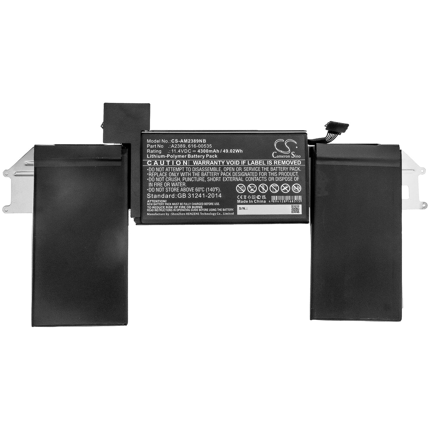 Replacement Battery for Apple MacBook Air (M1 2020) – Notebook, Laptop – 4300mAh / 49.02Wh / 11.4V