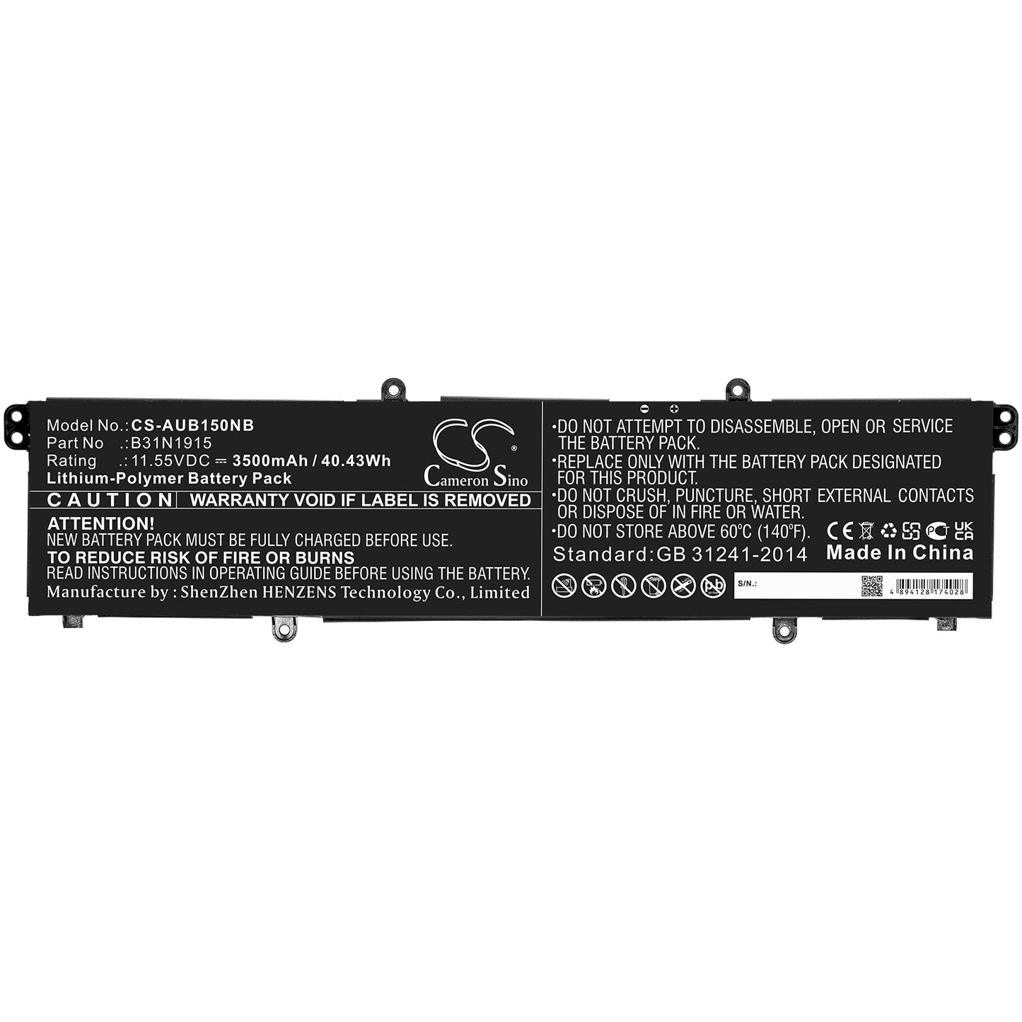Replacement Battery for Asus BR1100CKA – Notebook, Laptop – 3500mAh / 40.43Wh / 11.55V