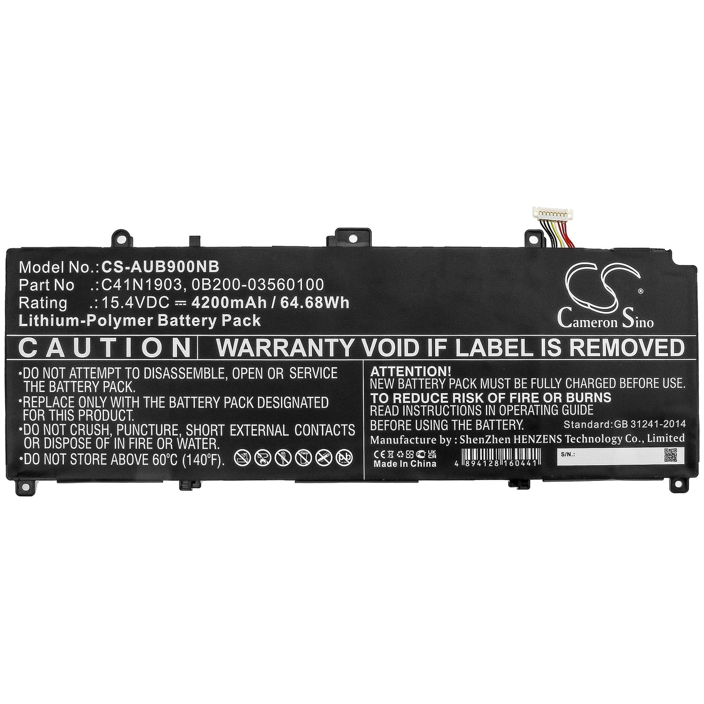 Replacement Battery for Asus B9450FA-BM0160R – Notebook, Laptop – 4200mAh / 64.68Wh / 15.4V