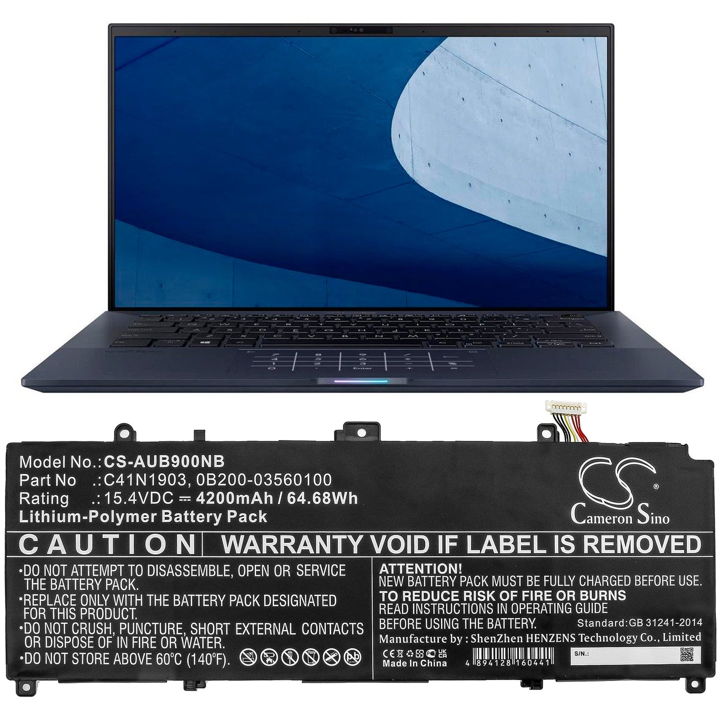 Replacement Battery for Asus B9450FA-BM0160R – Notebook, Laptop – 4200mAh / 64.68Wh / 15.4V