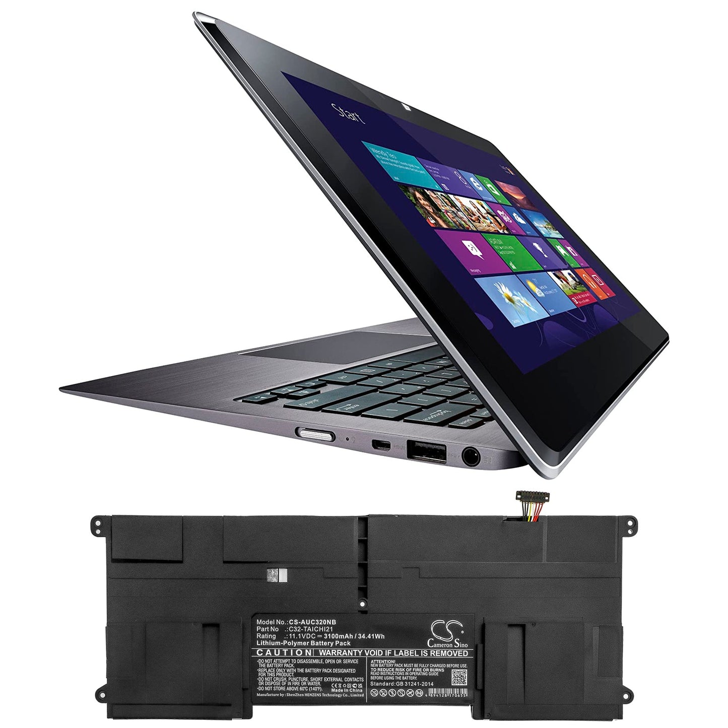 Replacement Battery for Asus Taichi 21 – Notebook, Laptop – 3100mAh / 34.41Wh / 11.1V