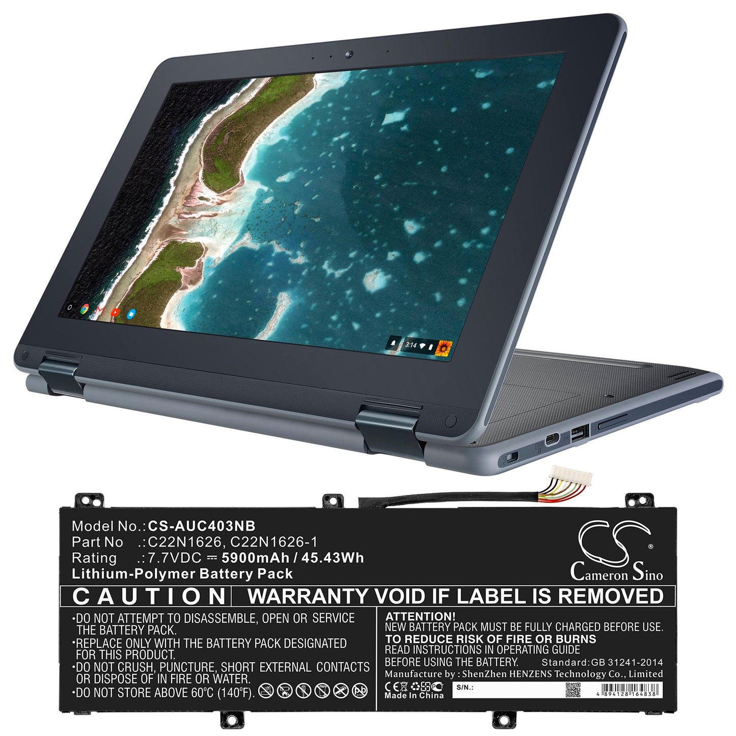 Replacement Battery for Asus C213NA – Notebook, Laptop – 5900mAh / 45.43Wh / 7.7V