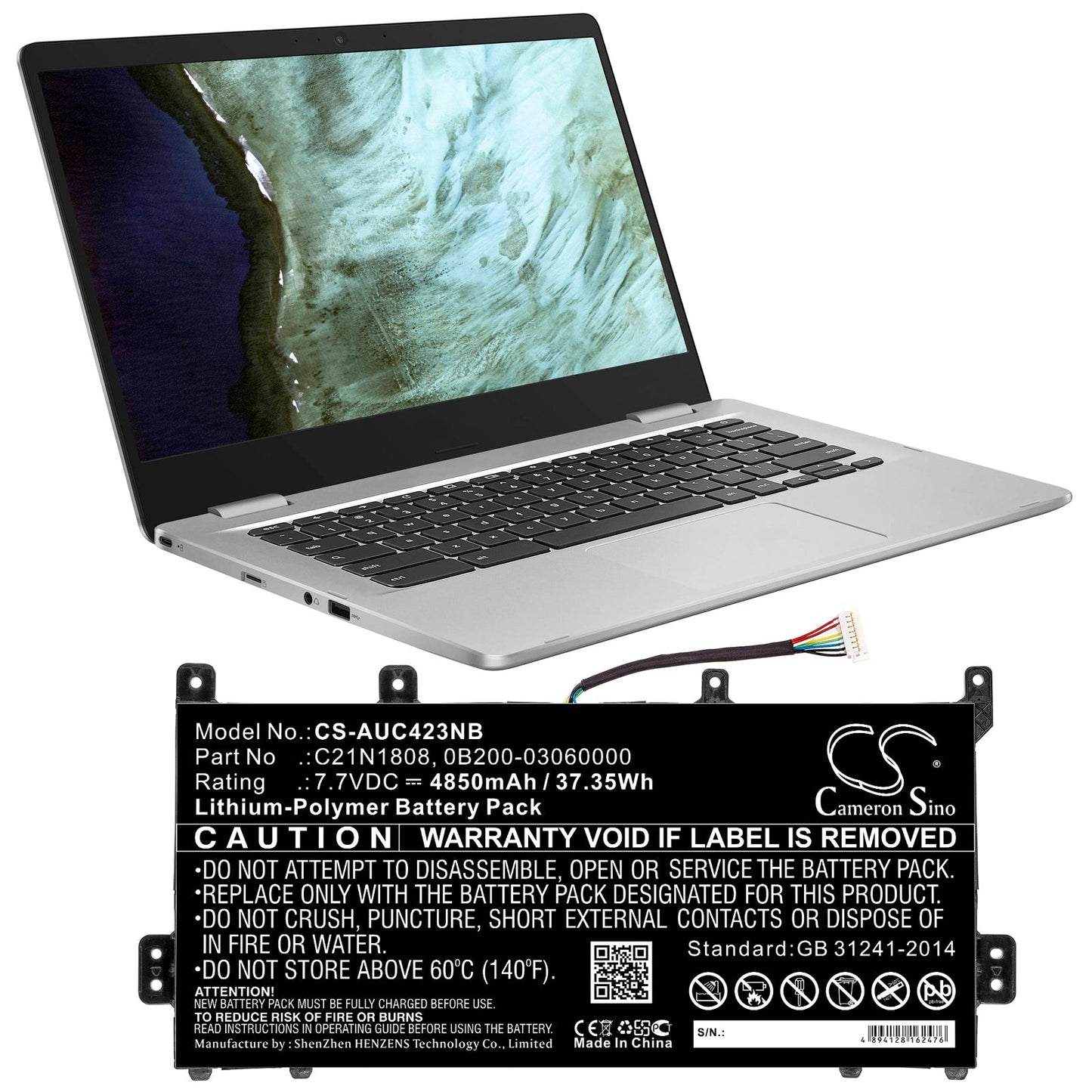 Replacement Battery for Asus C423 – Notebook, Laptop – 4850mAh / 37.35Wh / 7.7V