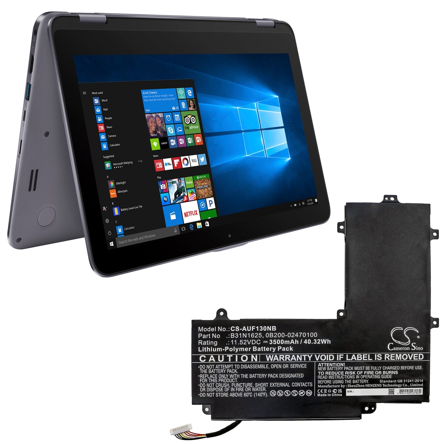 Replacement Battery for Asus TP203MAH – Notebook, Laptop – 3500mAh / 40.32Wh / 11.52V