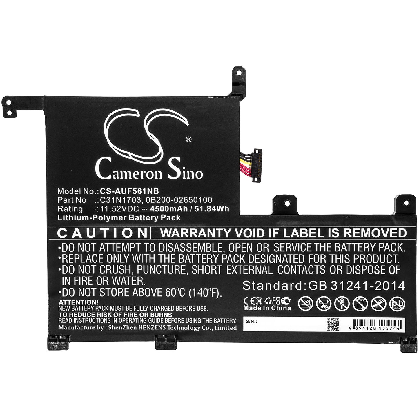 Replacement Battery for Asus Q505UA – Notebook, Laptop – 4500mAh / 51.84Wh / 11.52V