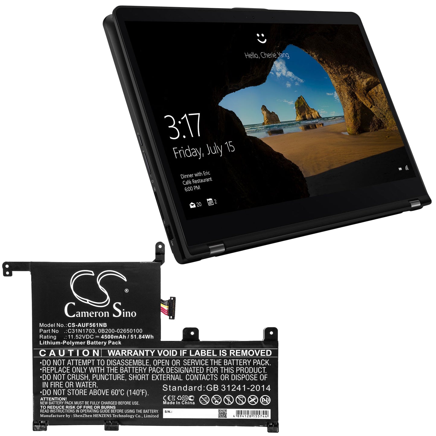 Replacement Battery for Asus Q505UA – Notebook, Laptop – 4500mAh / 51.84Wh / 11.52V