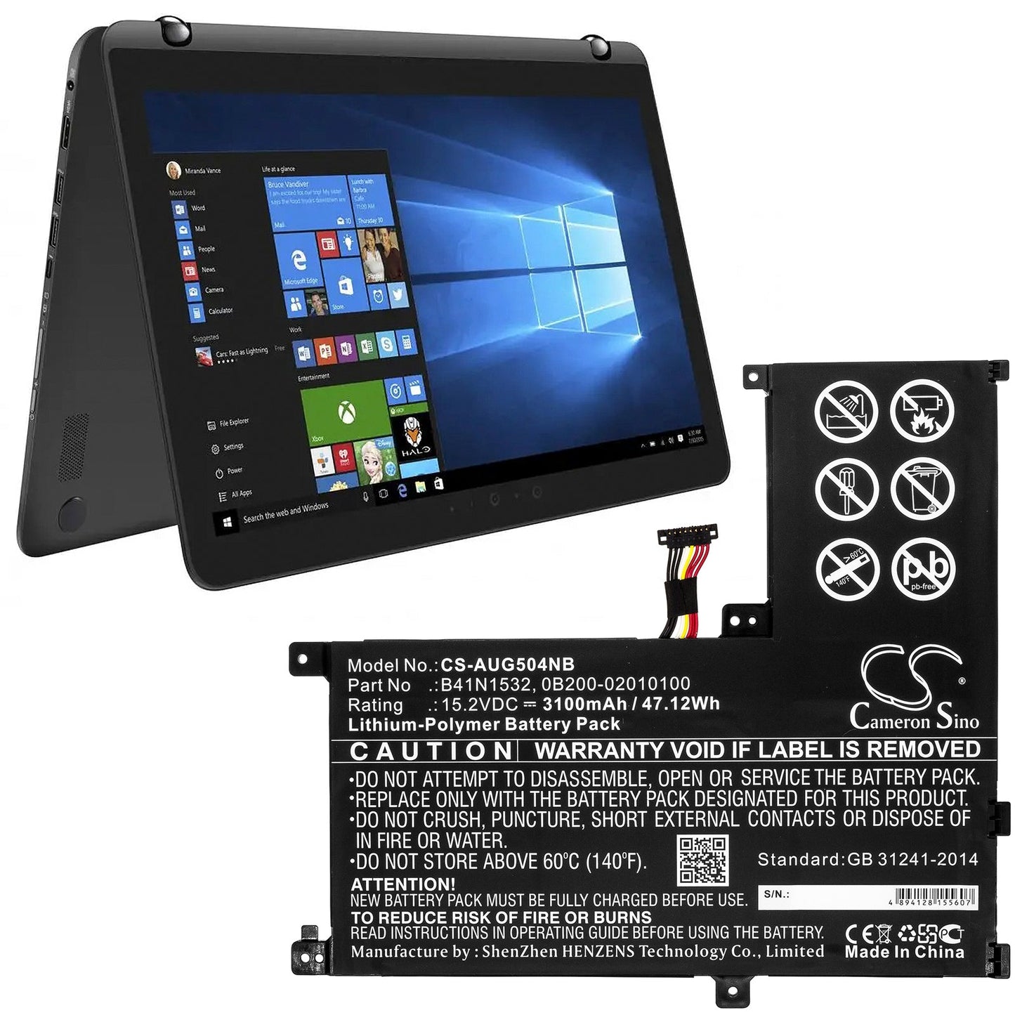 Replacement Battery for Asus Q504U – Notebook, Laptop – 3100mAh / 47.12Wh / 15.2V
