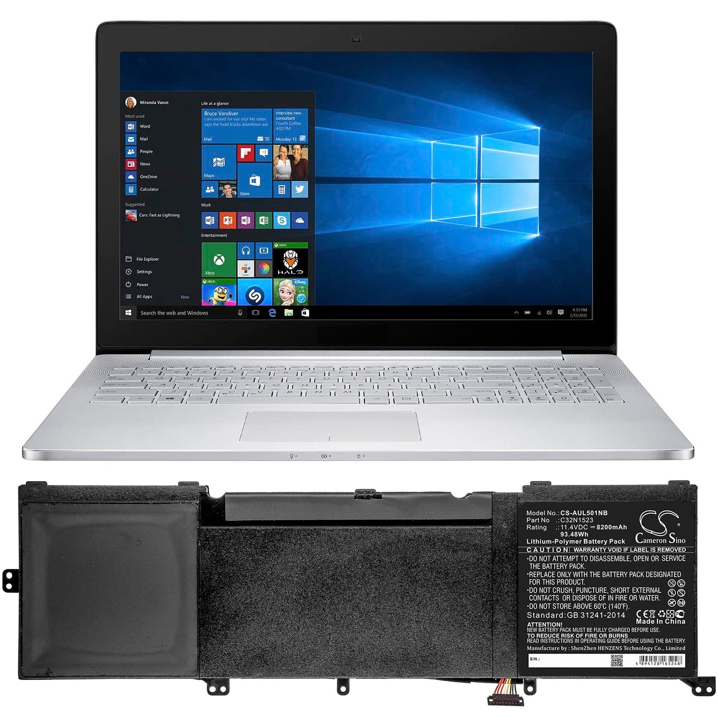 Replacement Battery for Asus N501L – Notebook, Laptop – 8200mAh / 93.48Wh / 11.4V