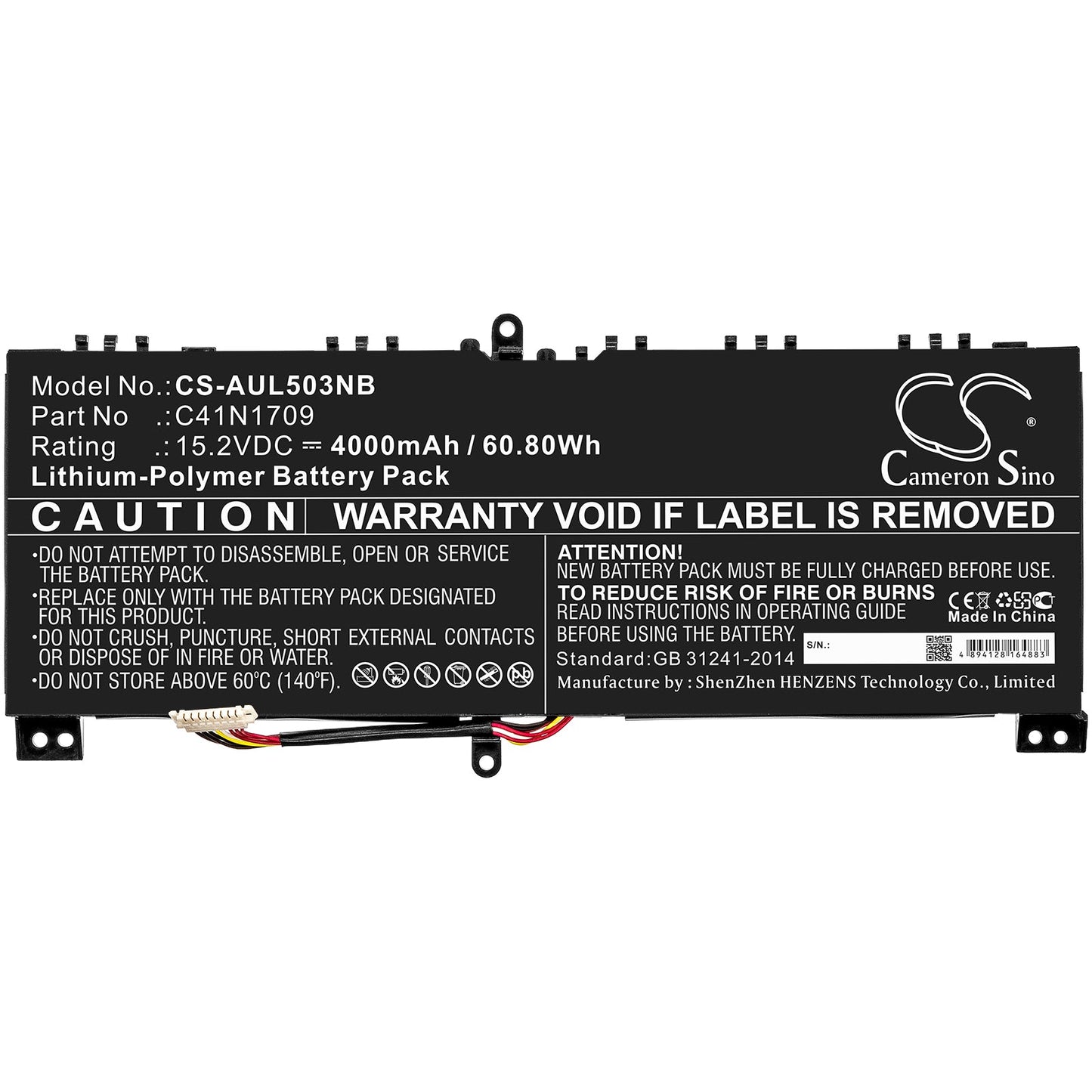 Replacement Battery for Asus GL503VS – Notebook, Laptop – 4000mAh / 60.80Wh / 15.2V