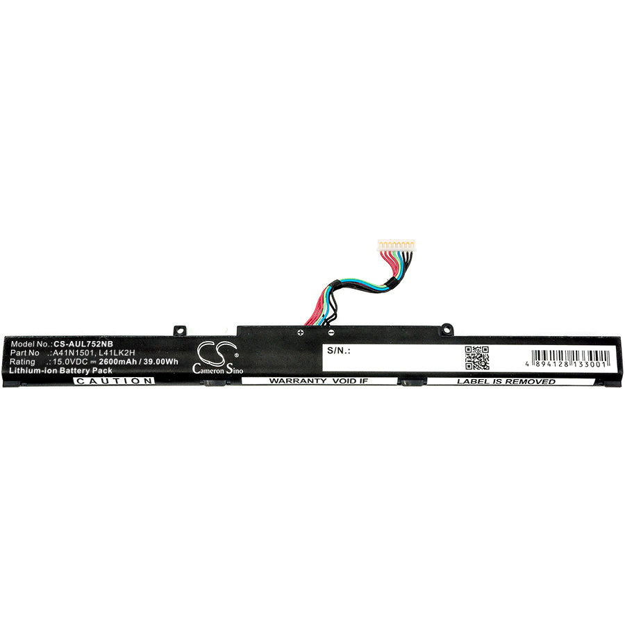 Replacement Battery for Asus GL752JW – Notebook, Laptop – 2600mAh / 39.00Wh / 15.0V
