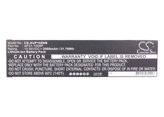 Replacement Battery for Asus Eee PC 1008 – Notebook, Laptop – 2900mAh / 31.76Wh / 10.95V
