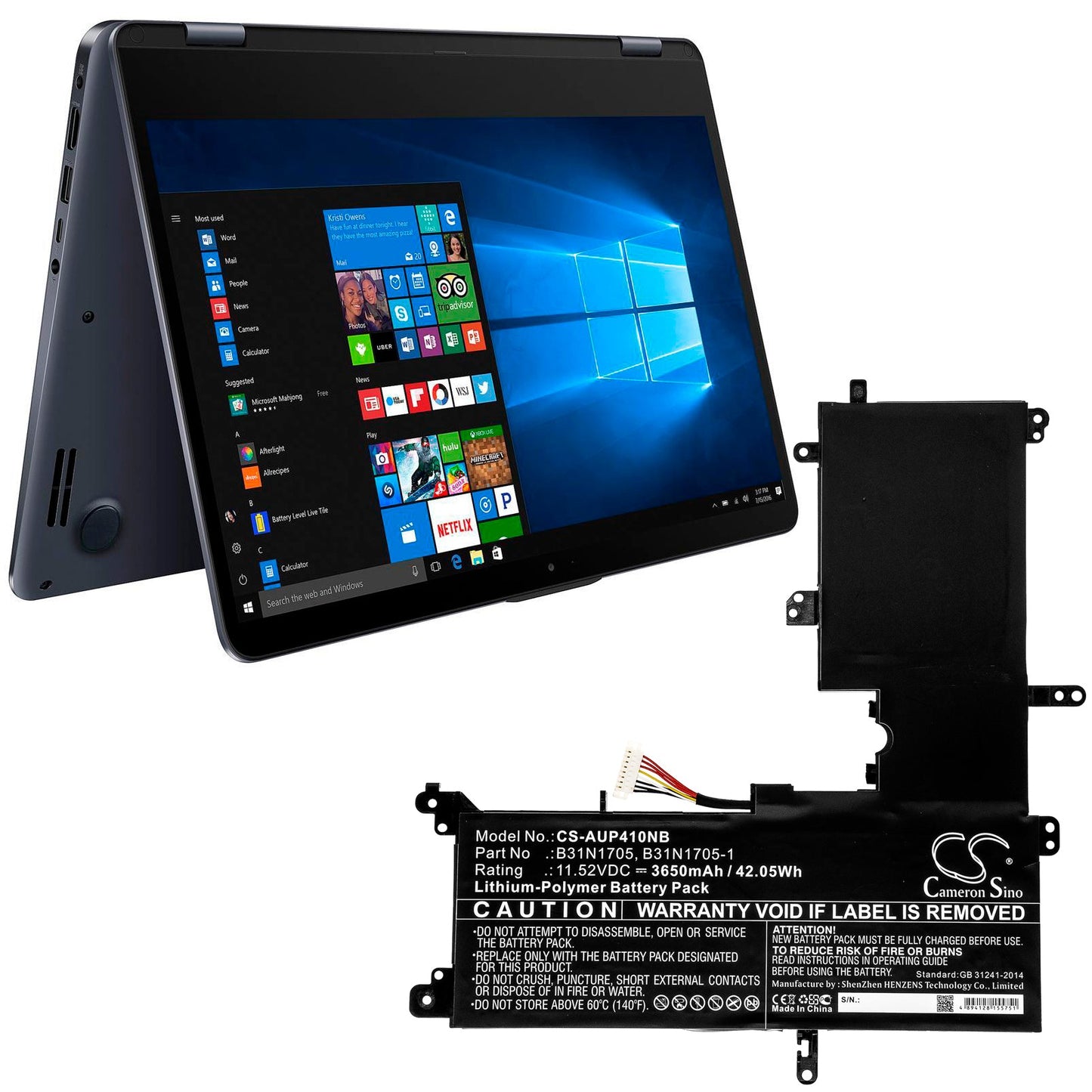 Replacement Battery for Asus Q405UA – Notebook, Laptop – 3650mAh / 42.05Wh / 11.52V