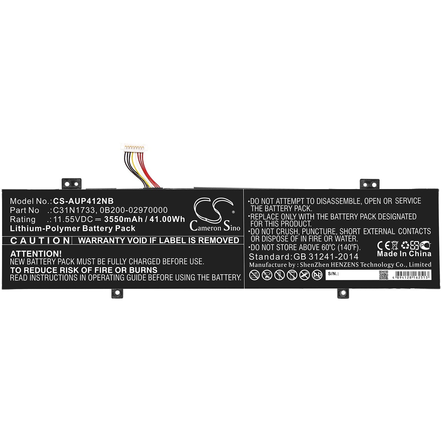 Replacement Battery for Asus TP412FA – Notebook, Laptop – 3550mAh / 41.00Wh / 11.55V