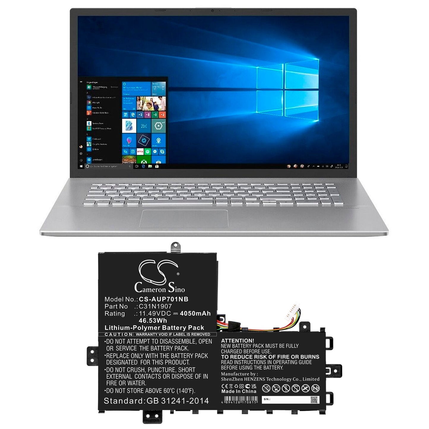 Replacement Battery for Asus Business P1701DA – Notebook, Laptop – 4050mAh / 46.53Wh / 11.49V