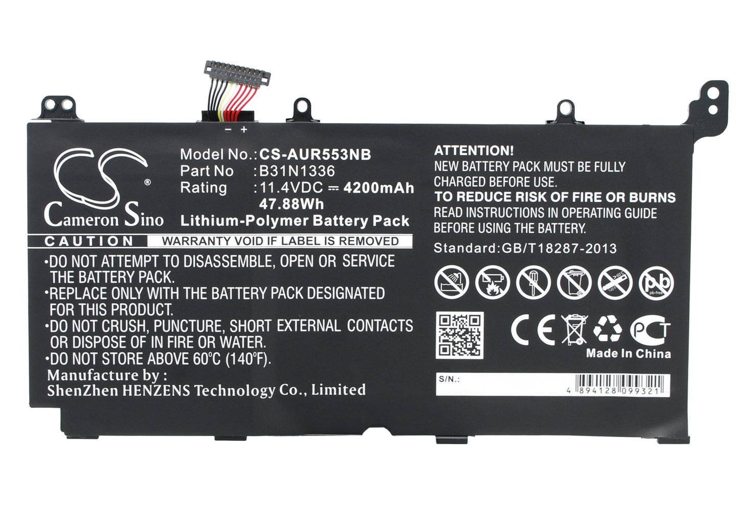 Replacement Battery for Asus A551LN – Notebook, Laptop – 4200mAh / 47.88Wh / 11.4V