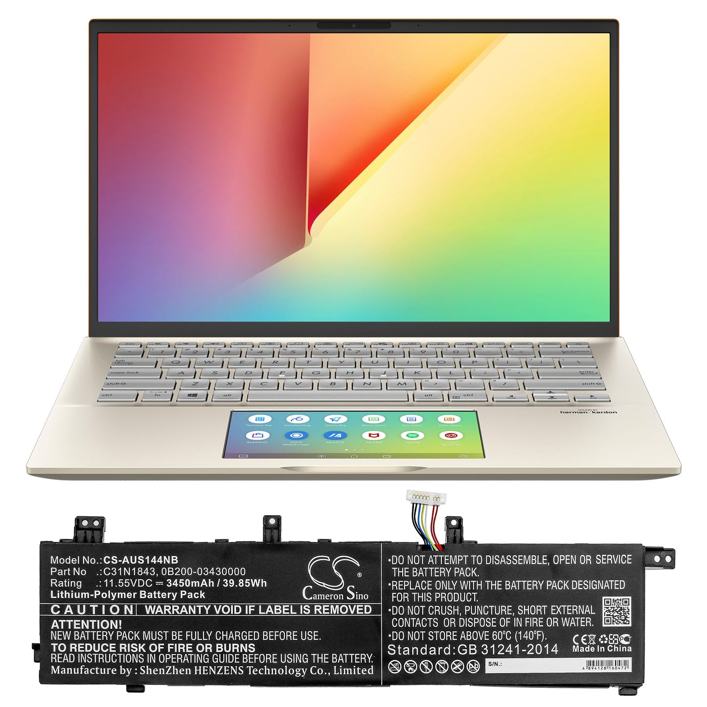 Replacement Battery for Asus VivoBook S14 S432FA – Notebook, Laptop – 3450mAh / 39.85Wh / 11.55V