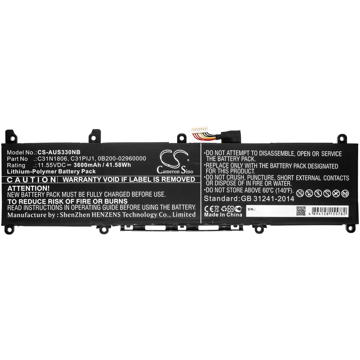 Replacement Battery for Asus adol 13 – Notebook, Laptop – 3600mAh / 41.58Wh / 11.55V