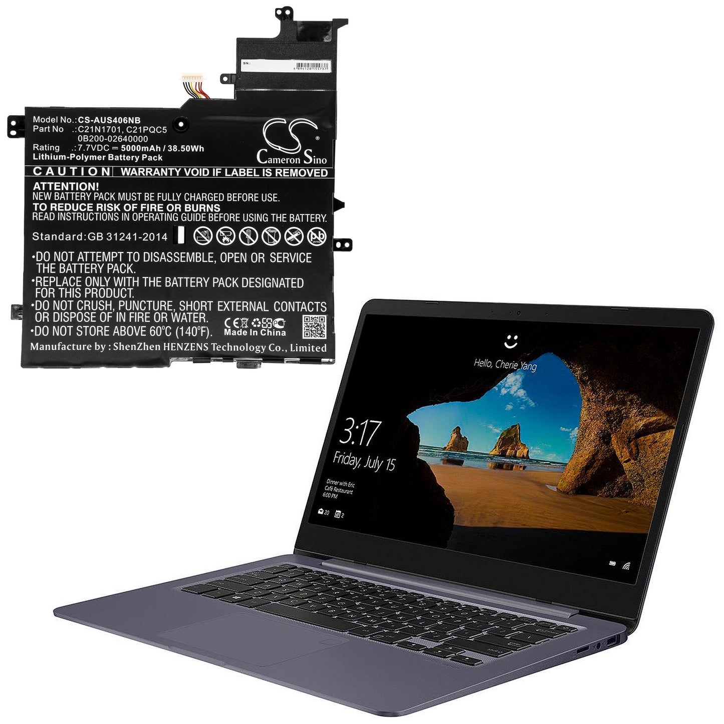 Replacement Battery for Asus K406UA – Notebook, Laptop – 5000mAh / 38.50Wh / 7.7V