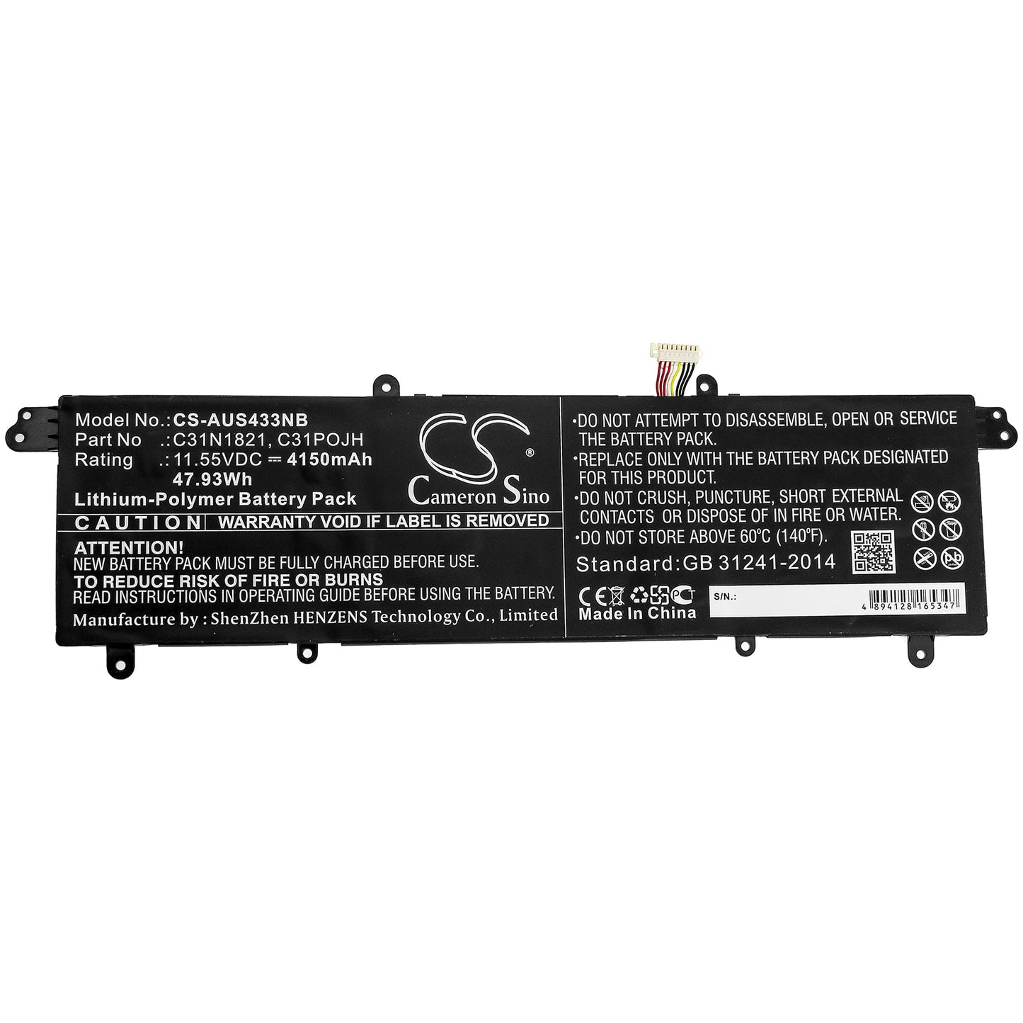 Replacement Battery for Asus UX3000XN – Notebook, Laptop – 4150mAh / 47.93Wh / 11.55V