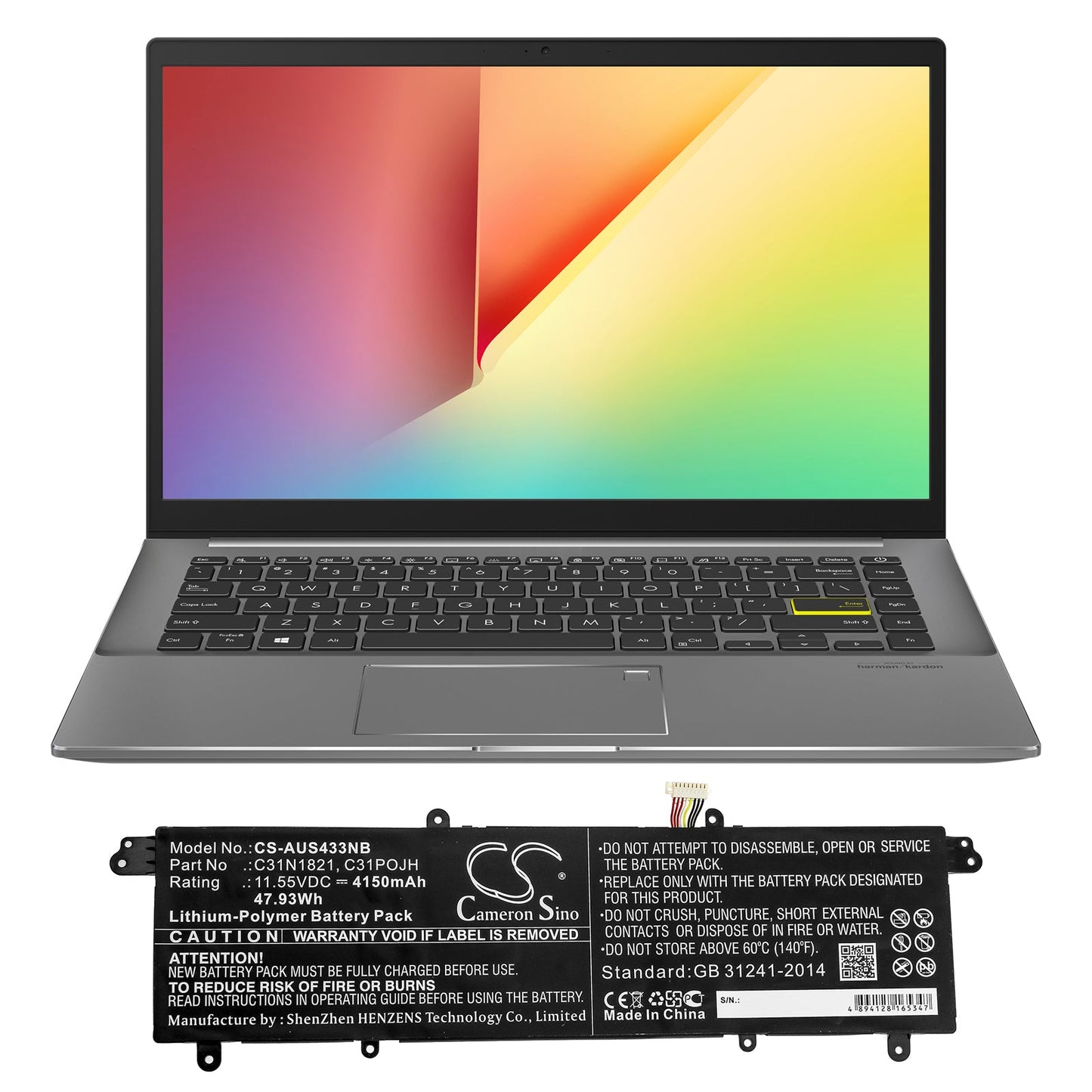 Replacement Battery for Asus UX3000XN – Notebook, Laptop – 4150mAh / 47.93Wh / 11.55V