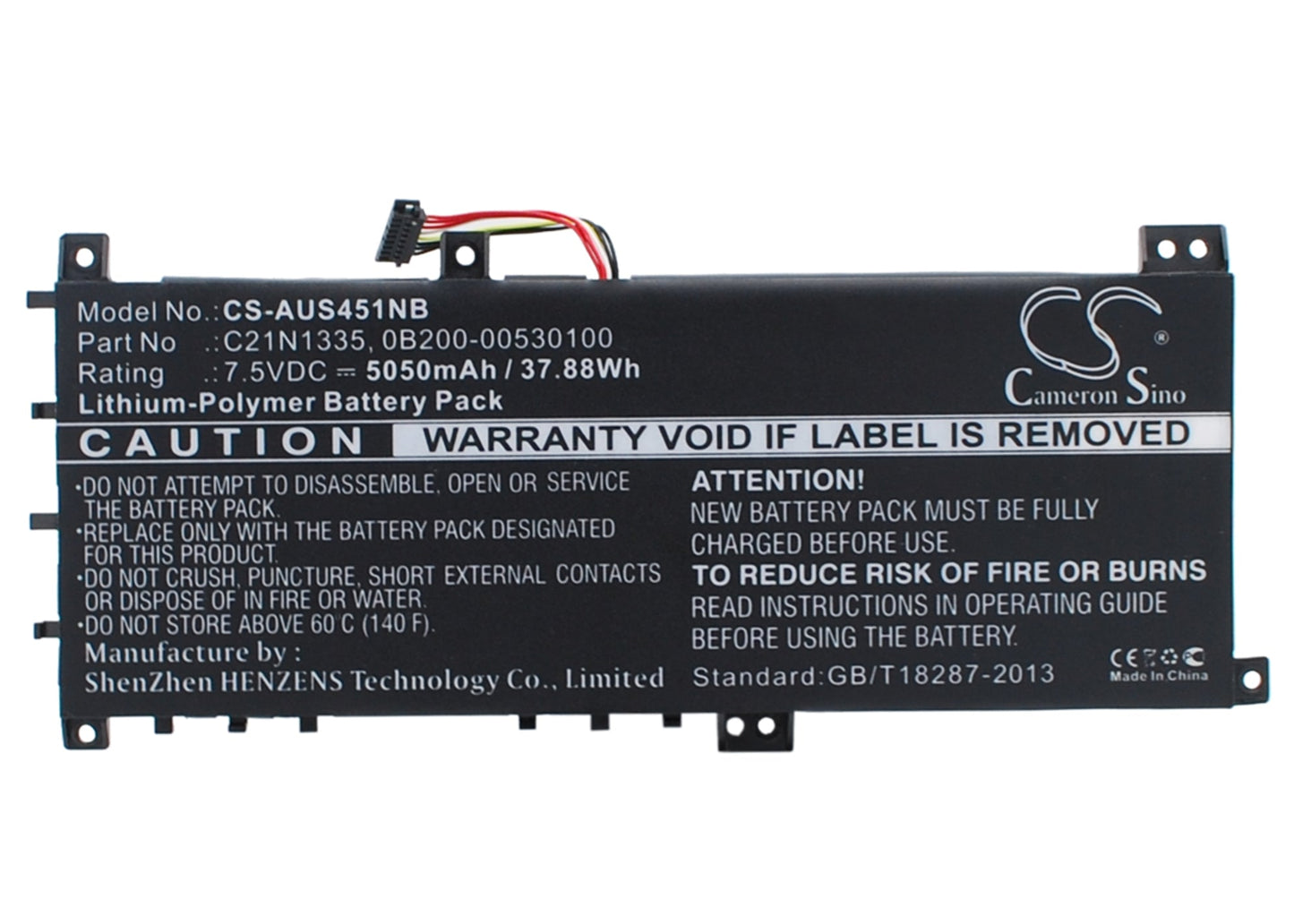 Replacement Battery for Asus K451L – Notebook, Laptop – 5050mAh / 37.88Wh / 7.5V