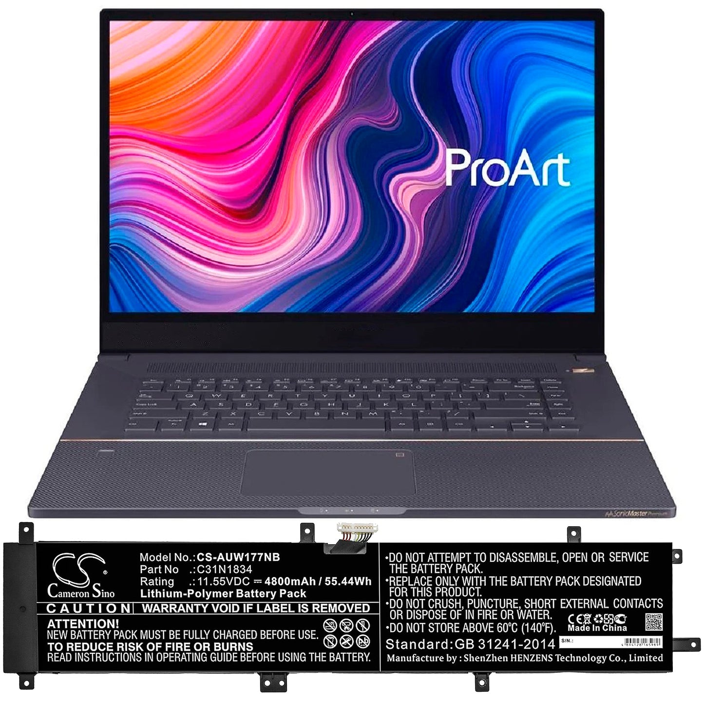 Replacement Battery for Asus ProArt StudioBook 17 H700GV – Notebook, Laptop – 4800mAh / 55.44Wh / 11.55V