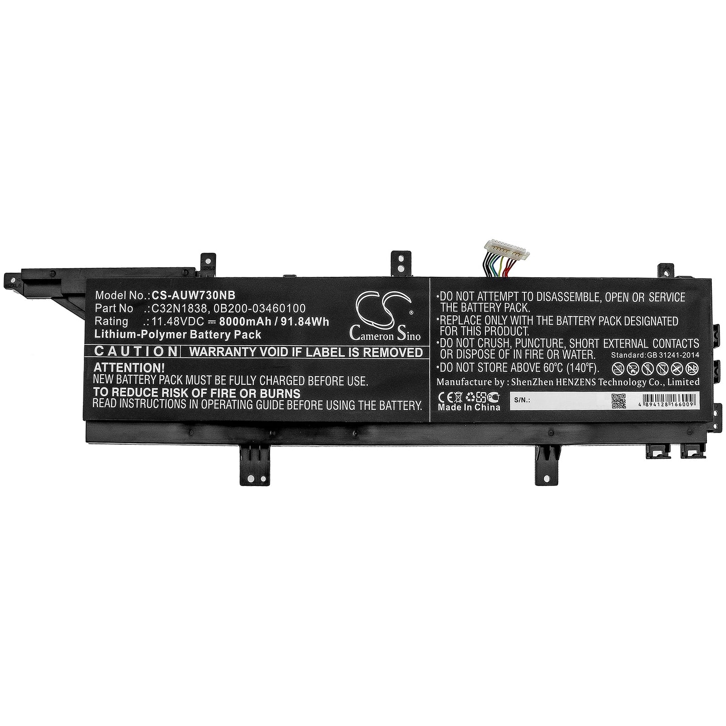 Replacement Battery for Asus ProArt StudioBook Pro X W730G5 – Notebook, Laptop – 8000mAh / 91.84Wh / 11.48V