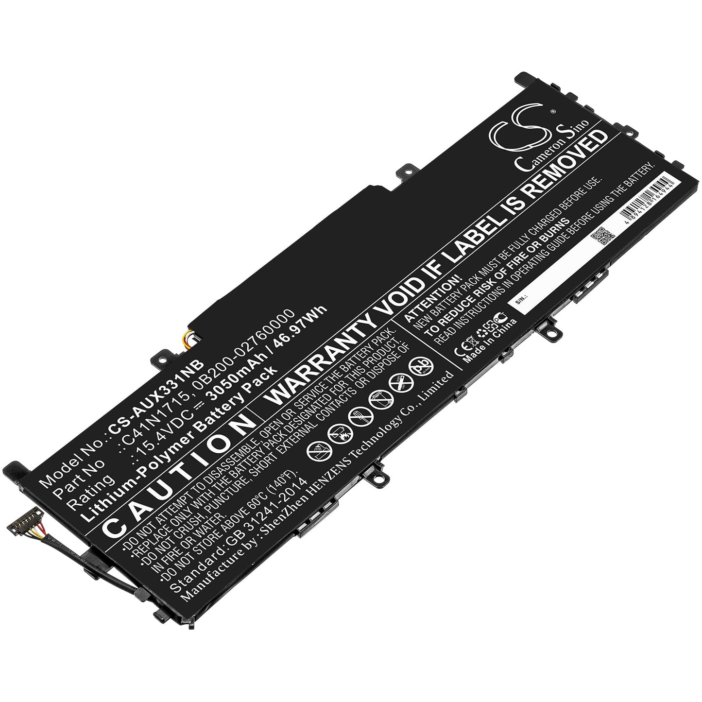 Replacement Battery for Asus U3100FN – Notebook, Laptop – 3050mAh / 46.97Wh / 15.4V