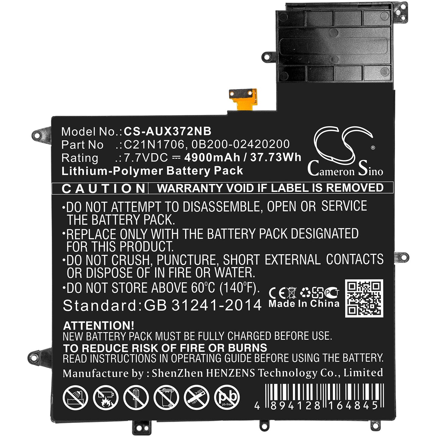 Replacement Battery for Asus UX370F – Notebook, Laptop – 4900mAh / 37.73Wh / 7.7V