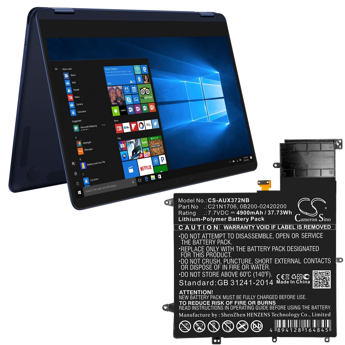 Replacement Battery for Asus UX370F – Notebook, Laptop – 4900mAh / 37.73Wh / 7.7V