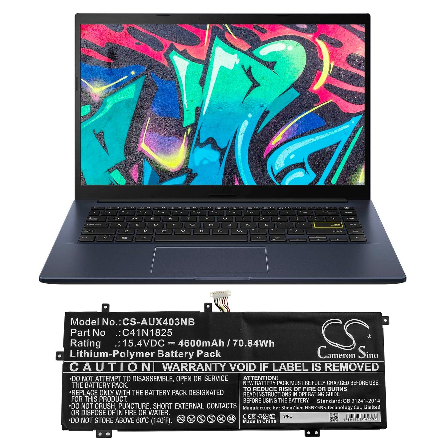 Replacement Battery for Asus ADOL I403FA – Notebook, Laptop – 4600mAh / 70.84Wh / 15.4V