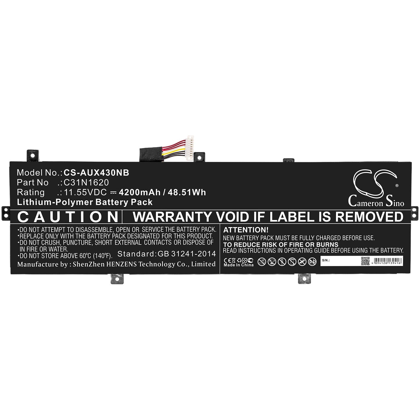 Replacement Battery for Asus BX430 – Notebook, Laptop – 4200mAh / 48.51Wh / 11.55V