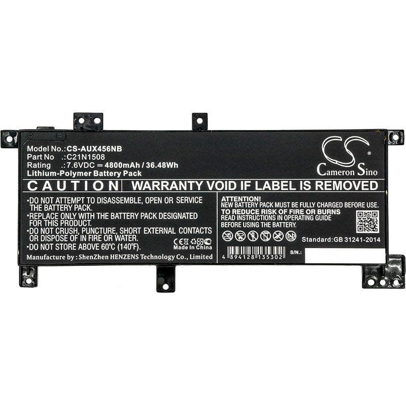 Replacement Battery for Asus R457UA – Notebook, Laptop – 4800mAh / 36.48Wh / 7.6V