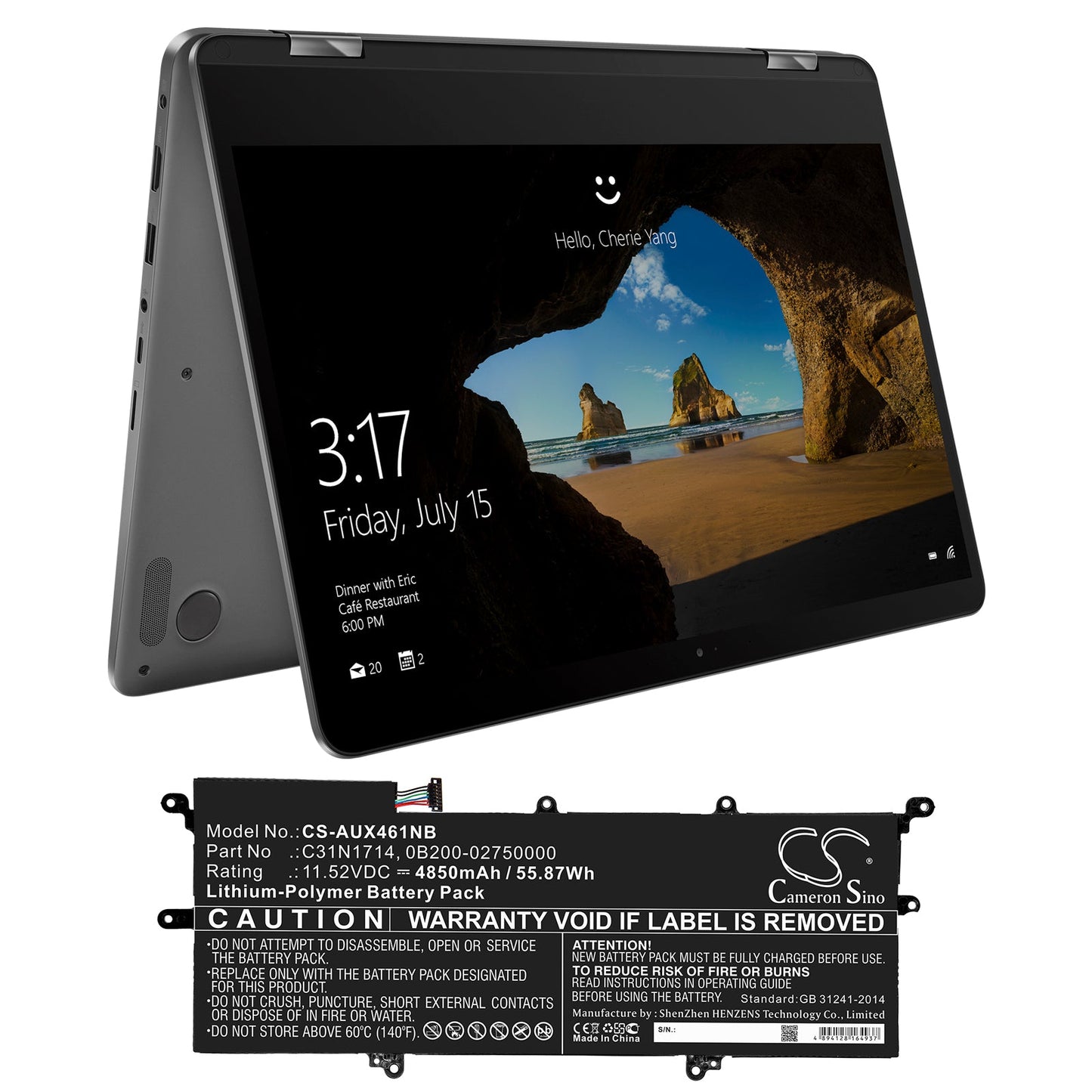 Replacement Battery for Asus UX461 – Notebook, Laptop – 4850mAh / 55.87Wh / 11.52V