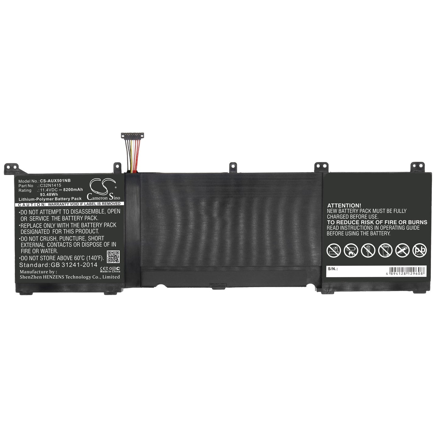 Replacement Battery for Asus G501JW – Notebook, Laptop – 8200mAh / 93.48Wh / 11.4V